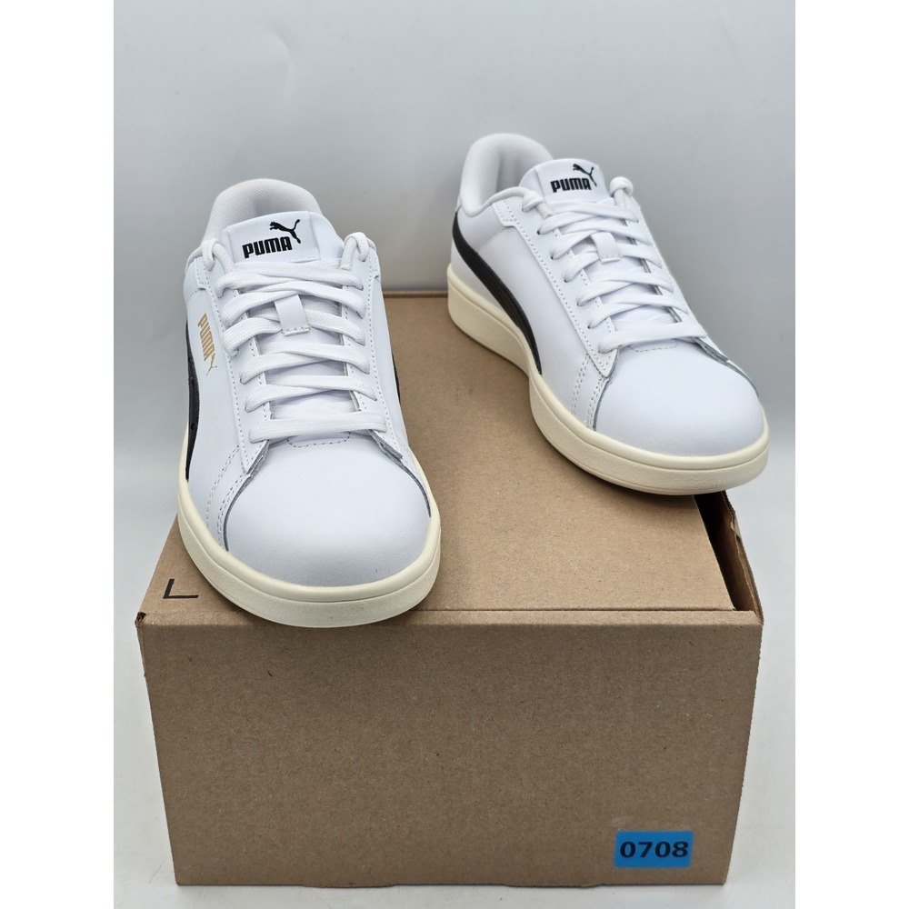 NEW PUMA Men's Smash 3.0 Low-top‎ Sneakers - White/Black/Gold - Size 7